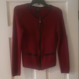 Tahari Red Merino Wool Blend Sweater